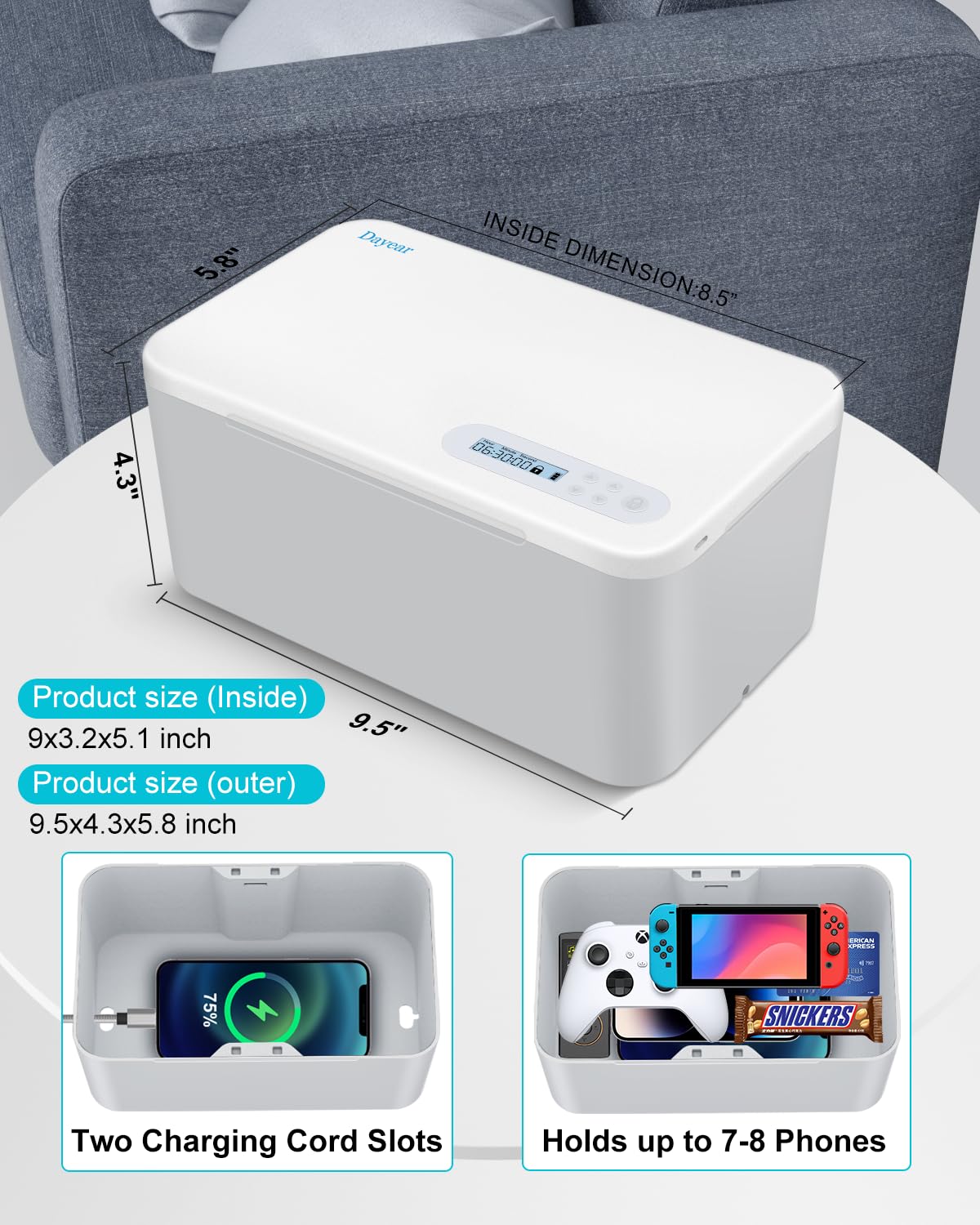 Upgrade Safe Timed Lock Box, Dayear Phone Lock Box with Timer - Image 3
