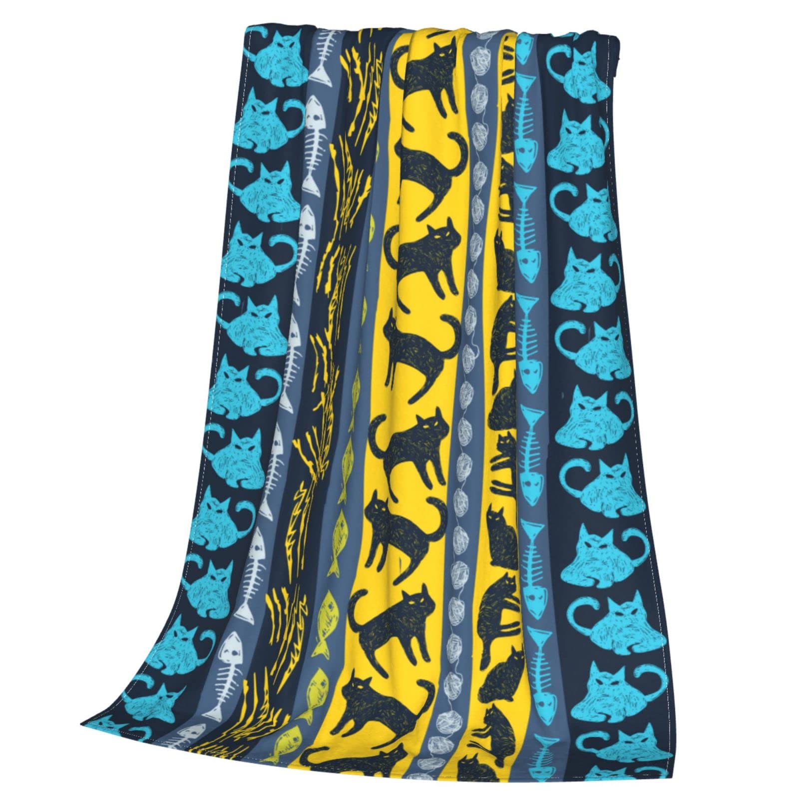 Coperta in pile con gatti colorati, per letto, divano, coperta in pile, leggera, morbida e accogliente, 127 x 101,6 cm