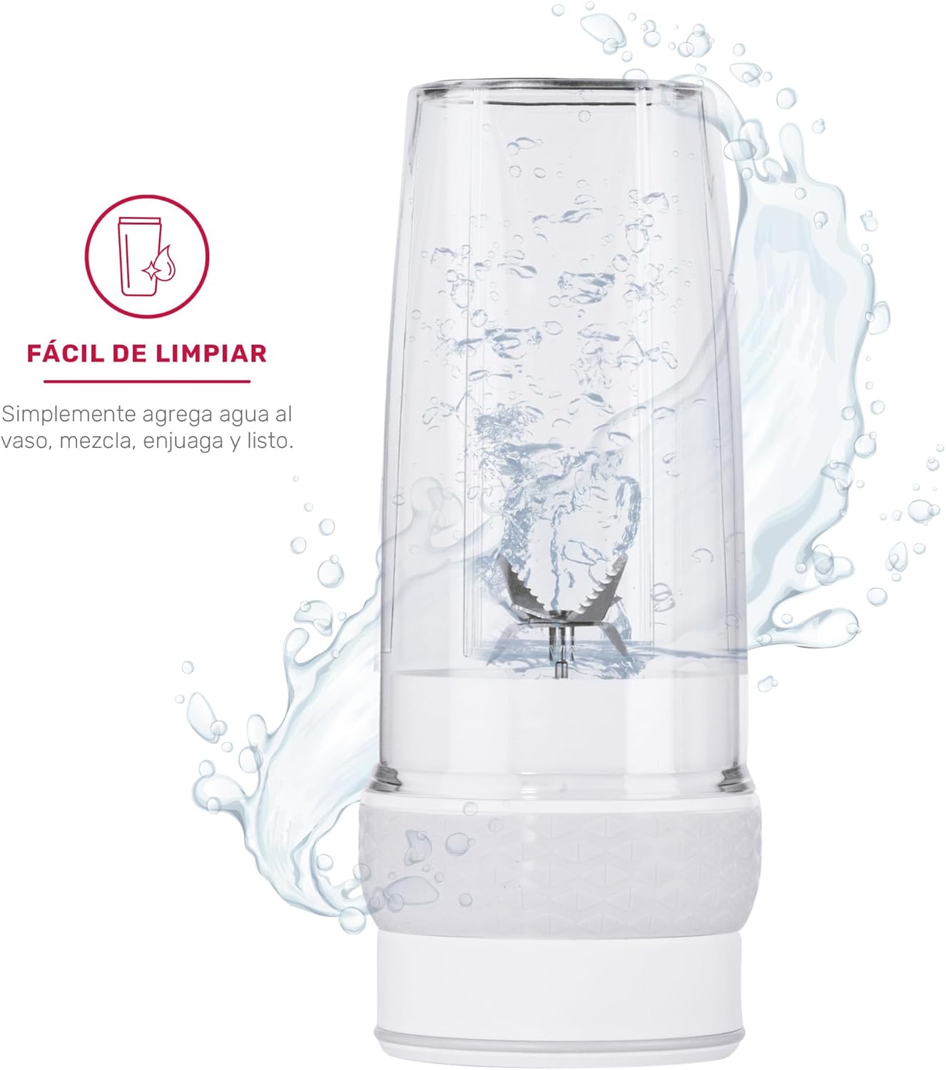 XShock Portable Blender with water swirling inside, demonstrating its self-cleaning feature.