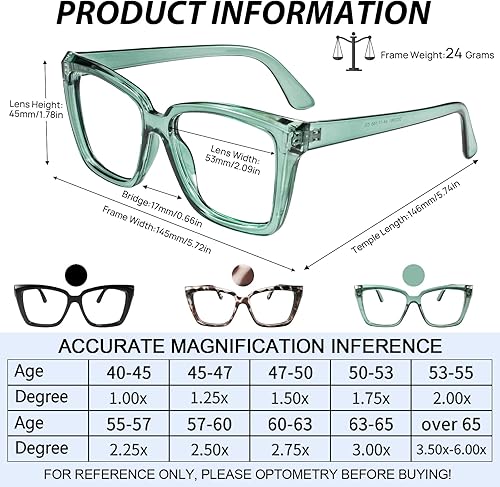 Miniatura 6 de Lentes de lectura bifocales para mujeres y hombres, bifocales cuadrados, con bloqueo de luz azul, lectores 1.0, 1.25, 1.5, 1.75, 2.0 a 3.0, 3.5