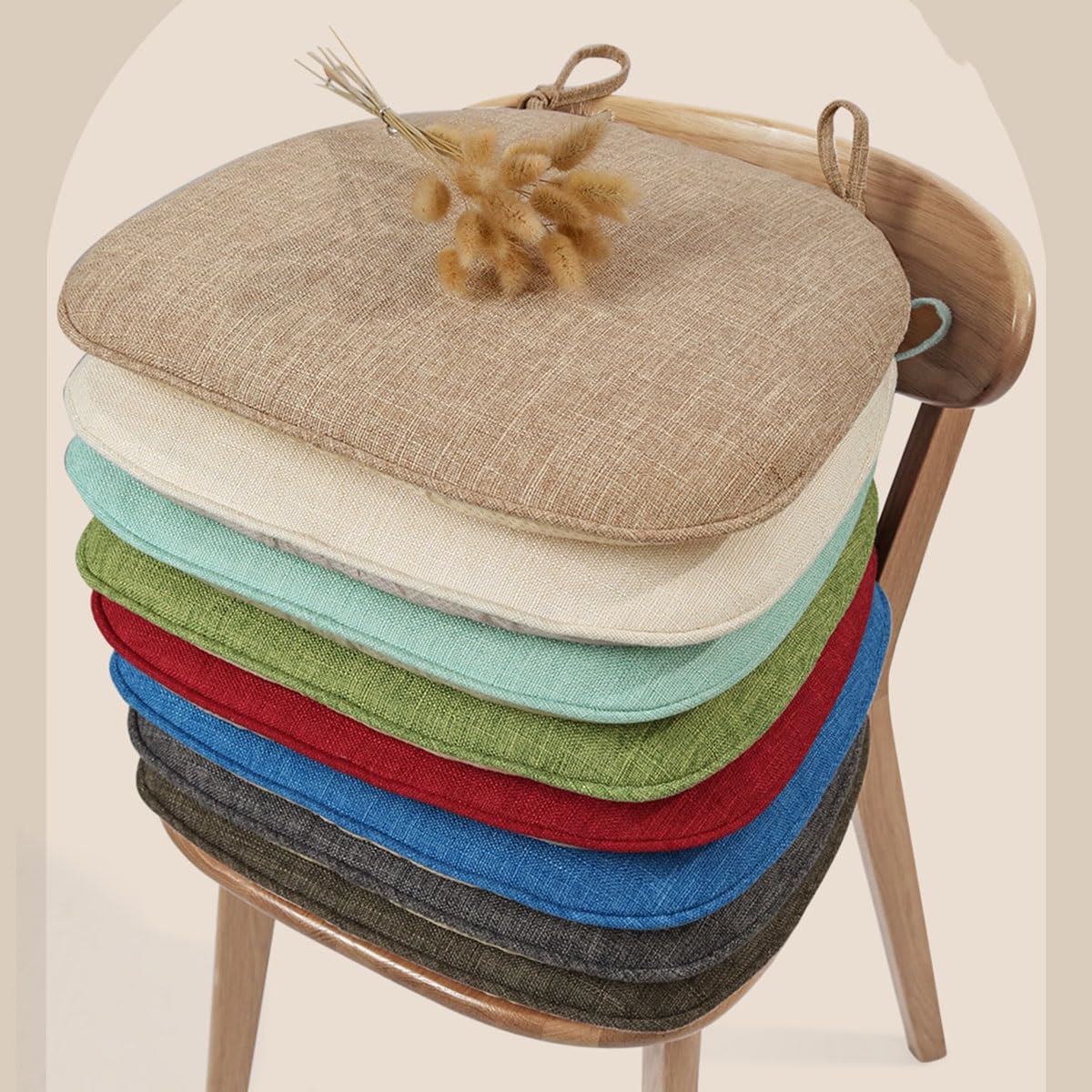 Cojines de asiento de herradura extraíbles lavables (paquete de 1/2/4/6 unidades) con cordones, 41 x 43 cm para comodidad de oficina, hogar, coche y comedor