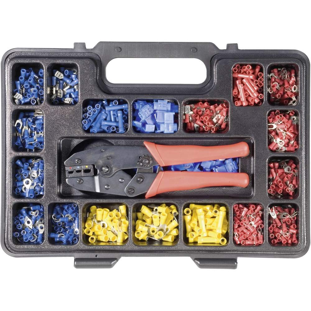 TOOLCRAFT PZ-504 Crimpwerkzeug-Set | Koaxial-Steckverbinder | Unisolierte Quetschverbinder | Isolierte Quetschverbinder | Handwerkzeug Zangen | RG6, RG58, RG59, RG62 | Werkstattbedarf