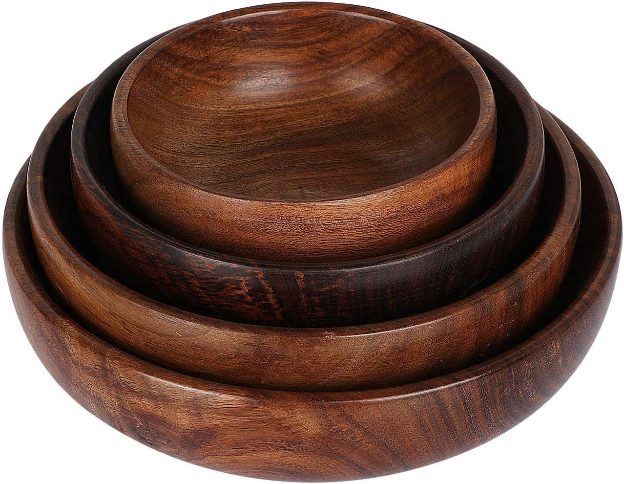 Zestaw drewnianych misek do serwowania, ręcznie wykonane wielofunkcyjne miski kuchenne do użytku domowego, elegancki design, zestaw 4 sztuk, idealne na przekąski lub naczynia, każda 30 ml