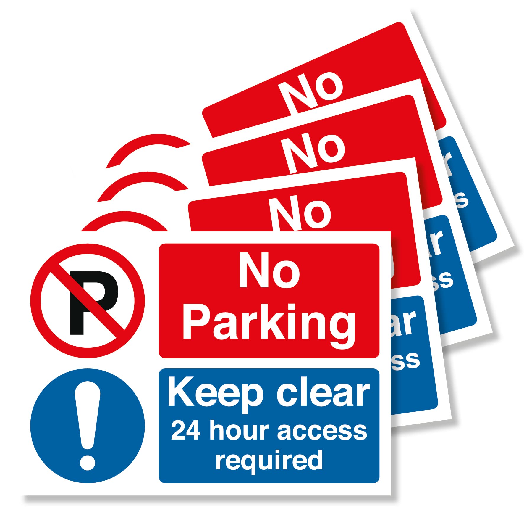Punkcards, 4 x No Parking Keep Clear, 24 hour access required, Safety Sign, Warning Sign, A4 210mm x 297mm 3mm Foamex