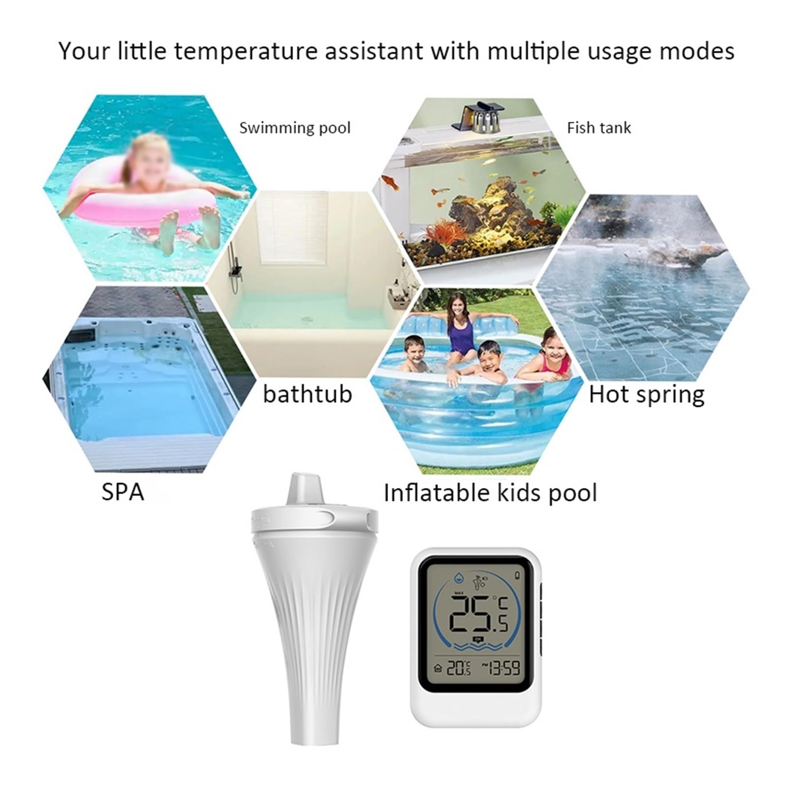 Thermomètre De Piscine Numérique Sans Fil, Flottant Multifonction, Jauge Température L'eau, Moniteur Lecture PréCise De La TempéRature