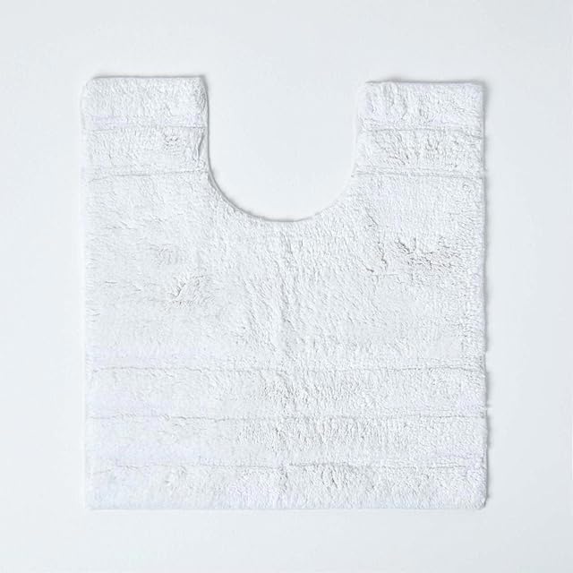 HOMESCAPES Spa Supreme Luxury Pedestal Mat, White, Very Heavy 1800 GSM , Super Soft Plush Cotton , 50x55cm, Washable at Home. Bath Mats Sold Seperately