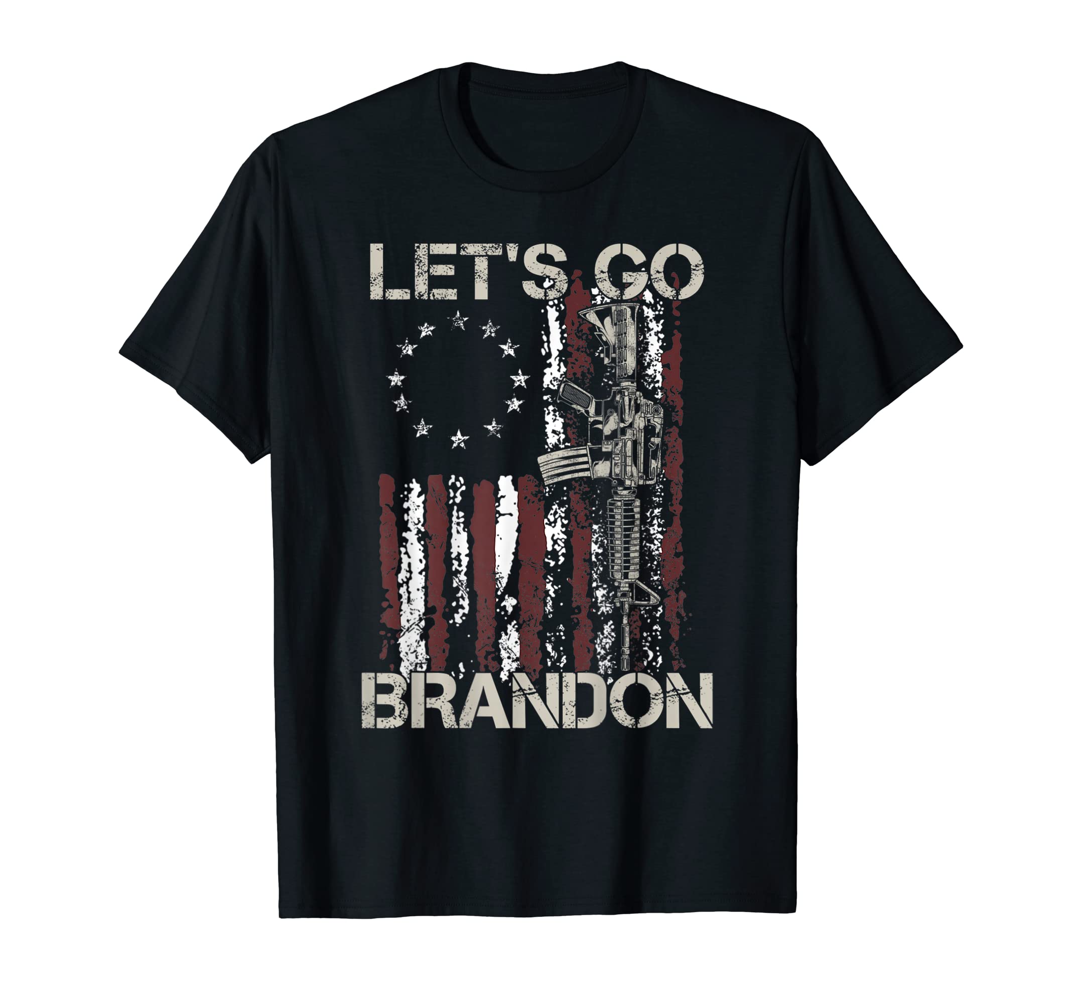 Lets Go Brandon Gun American Flag Patriots Let's Go Brandon T-Shirt