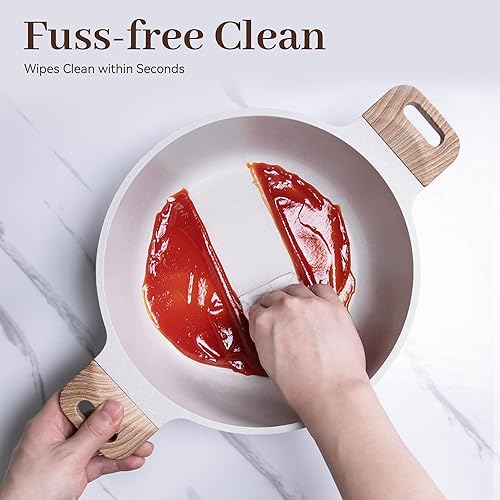 Miniatura 5 de Juego de ollas y sartenes antiadherentes, 17 piezas, utensilios de cocina de inducción de piedra de granito, juego de cocina antiadherente con