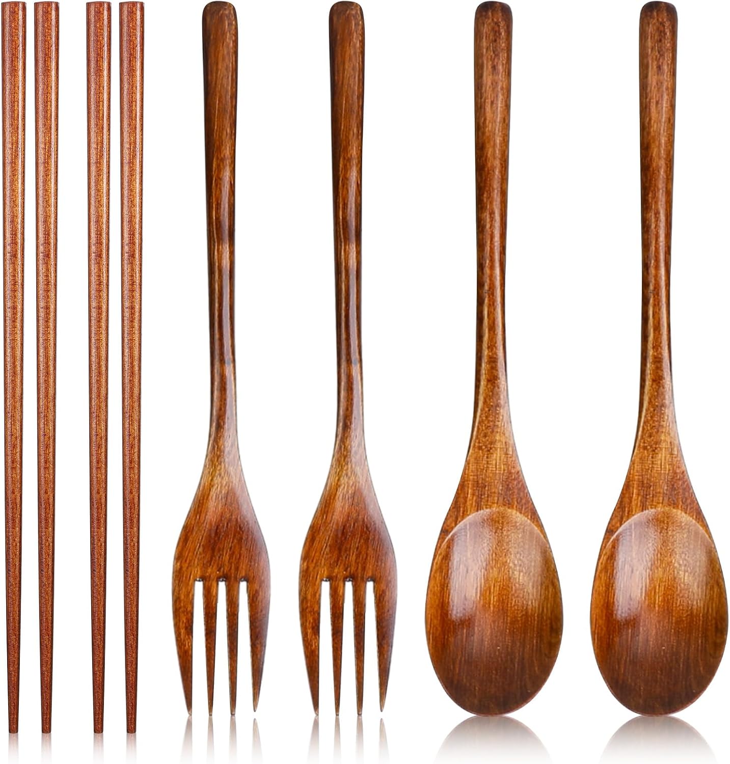 6 Pcs Wooden Forks and Spoons Reusable Wooden Spoons Forks Set Eating Utensil Set wooden Cutlery Wood Dinnerware Set Wood Kitchen Tableware Bamboo Utensils for Stirring Cooking Eating thumbnail