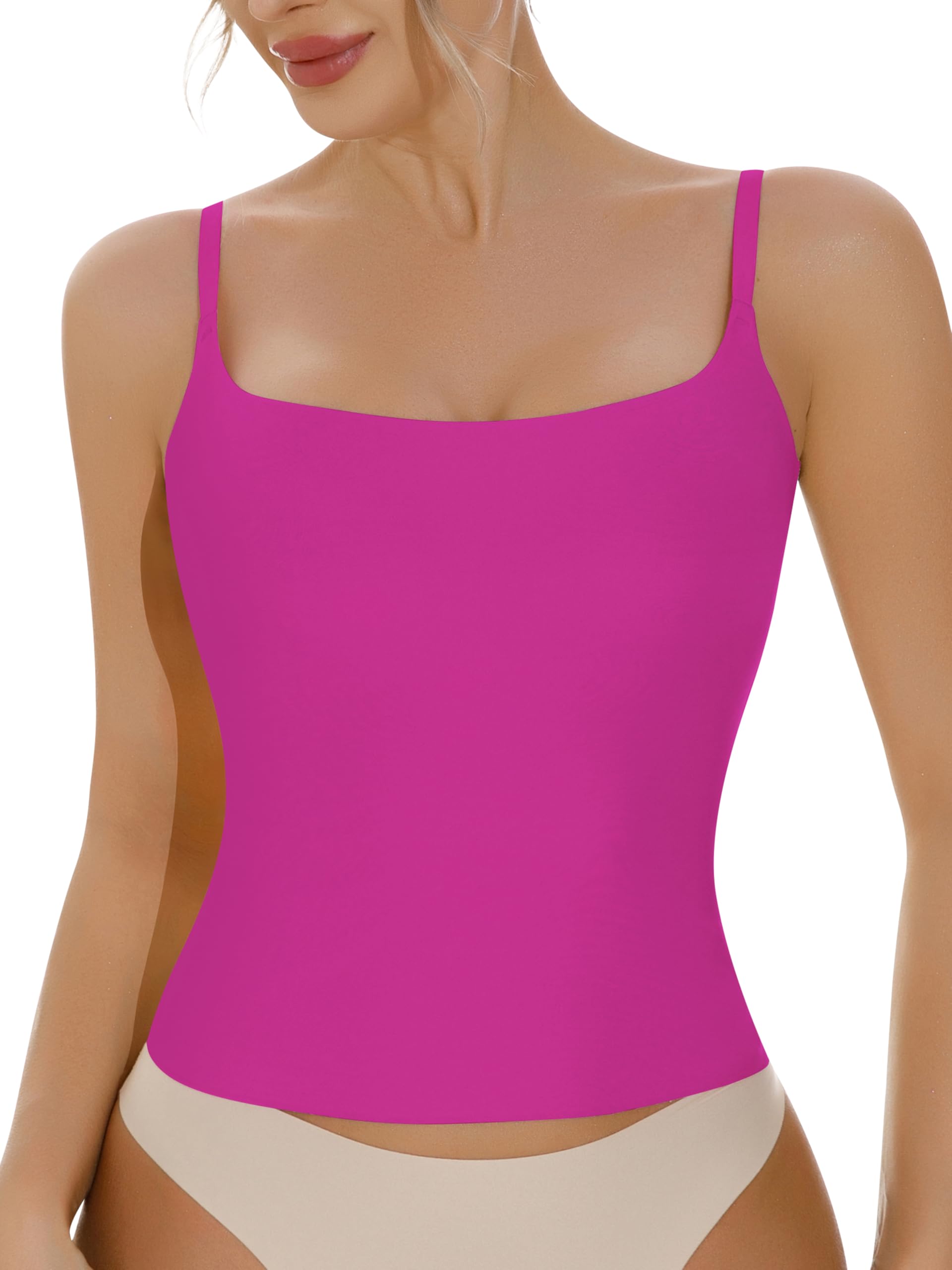 Artdear Womens Square Neck Tank Top Basic Spaghetti Straps Camisole Sexy Summer Cami Crop Tops Air Touch Fabric