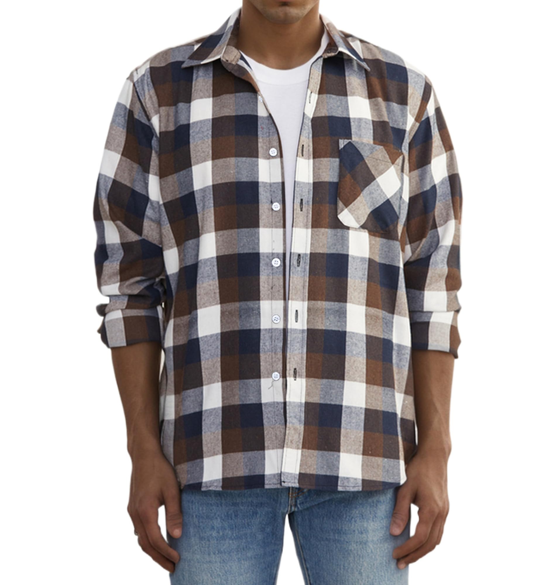 SANGTREE Mens & Boys Plaid Shirt Long Sleeve Button Down Flannel Shirts, US 3 Months - Adult 9XL