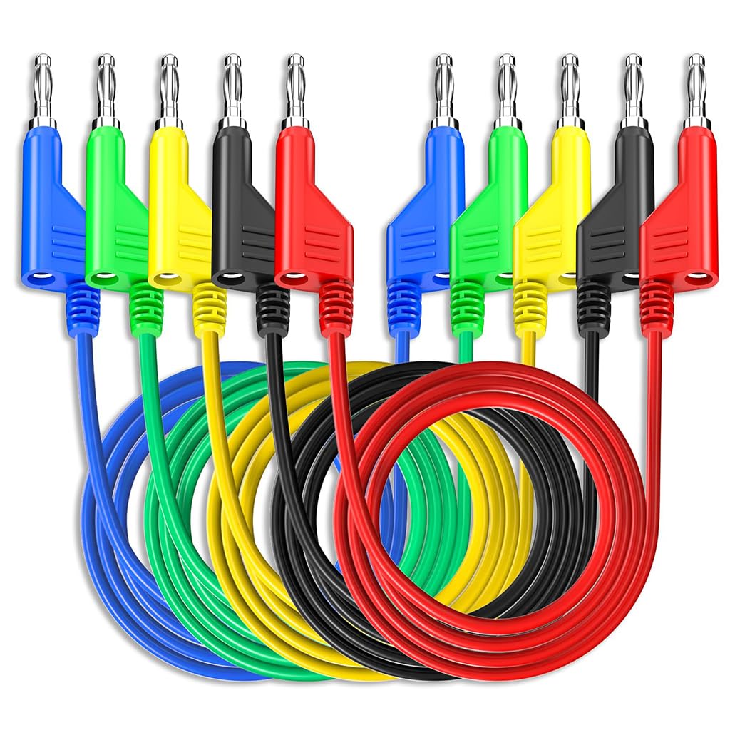Serplex® 4mm Banana Plug Test Leads Set, Stackable Multimeter Cable Wires with PVC Insulation for Electrical Testing, Breadboards & Power Supply Connections, Color Coded Banana Connector Leads, 5Pack-image-30