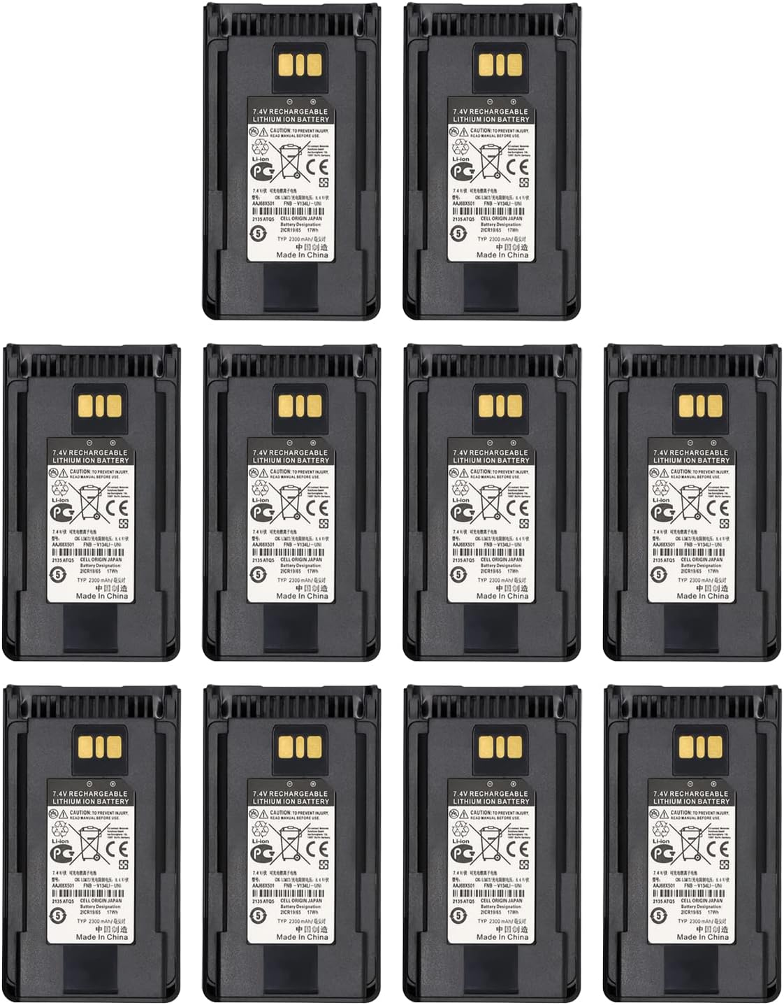 (10PCS) FNB-V134LI Battery FNB-V133Li AAJ68X001 Battery 2300mAh [Upgraded] for Vertex Standard EVX-530 EVX-531 EVX-534 EVX-539 EVX-231 EVX-261 FNB-V134 FNB-V134LI-UNI FNB-V138Li Batteries