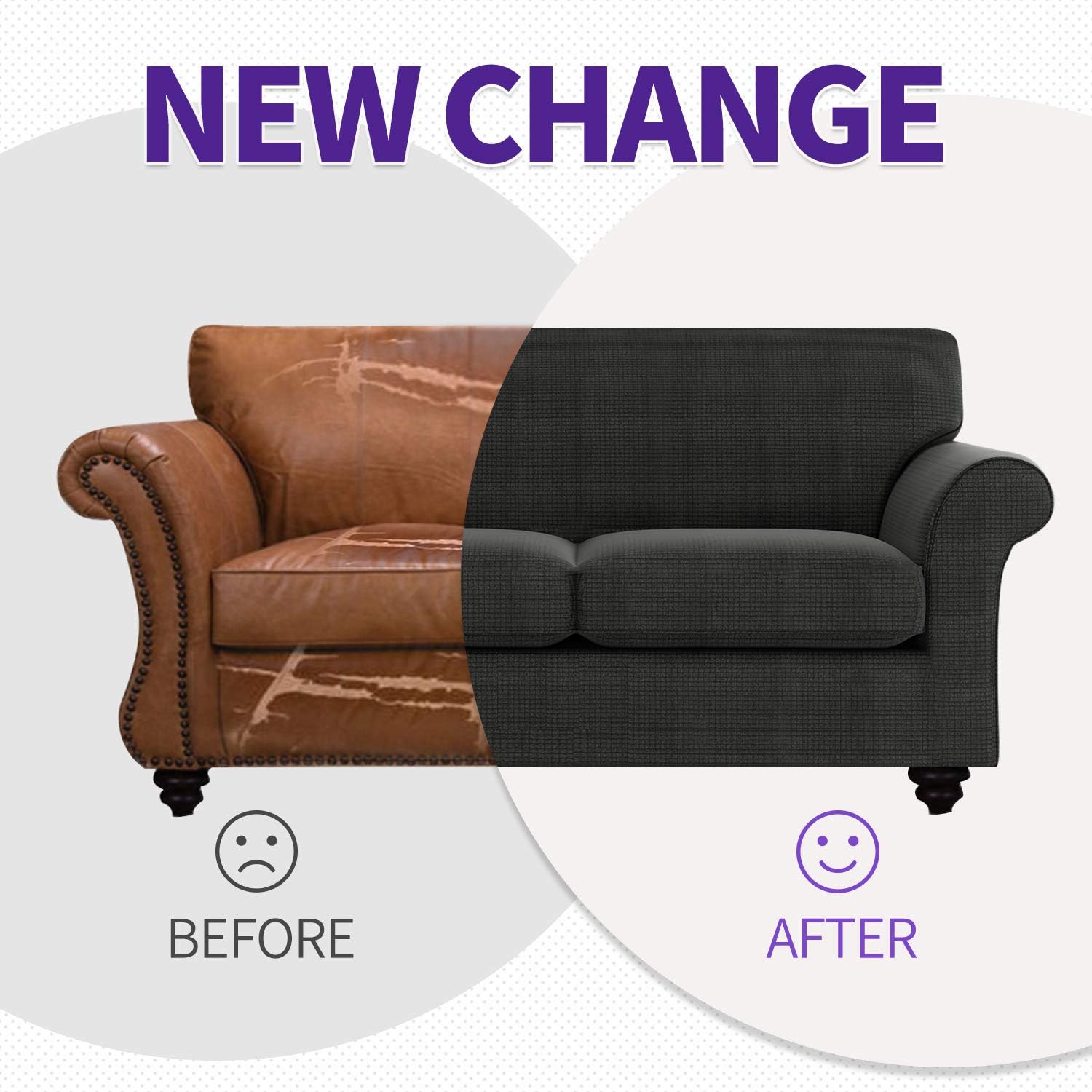 ZNSAYOTX 2 Piece Chair Covers for Living Room with Arms Anti Slip Stretch Arm Chair Slipcovers Sofa Armchair Slipcover Machine Washable Furniture Protector (Dark Grey, Chair) : Home & Kitchen