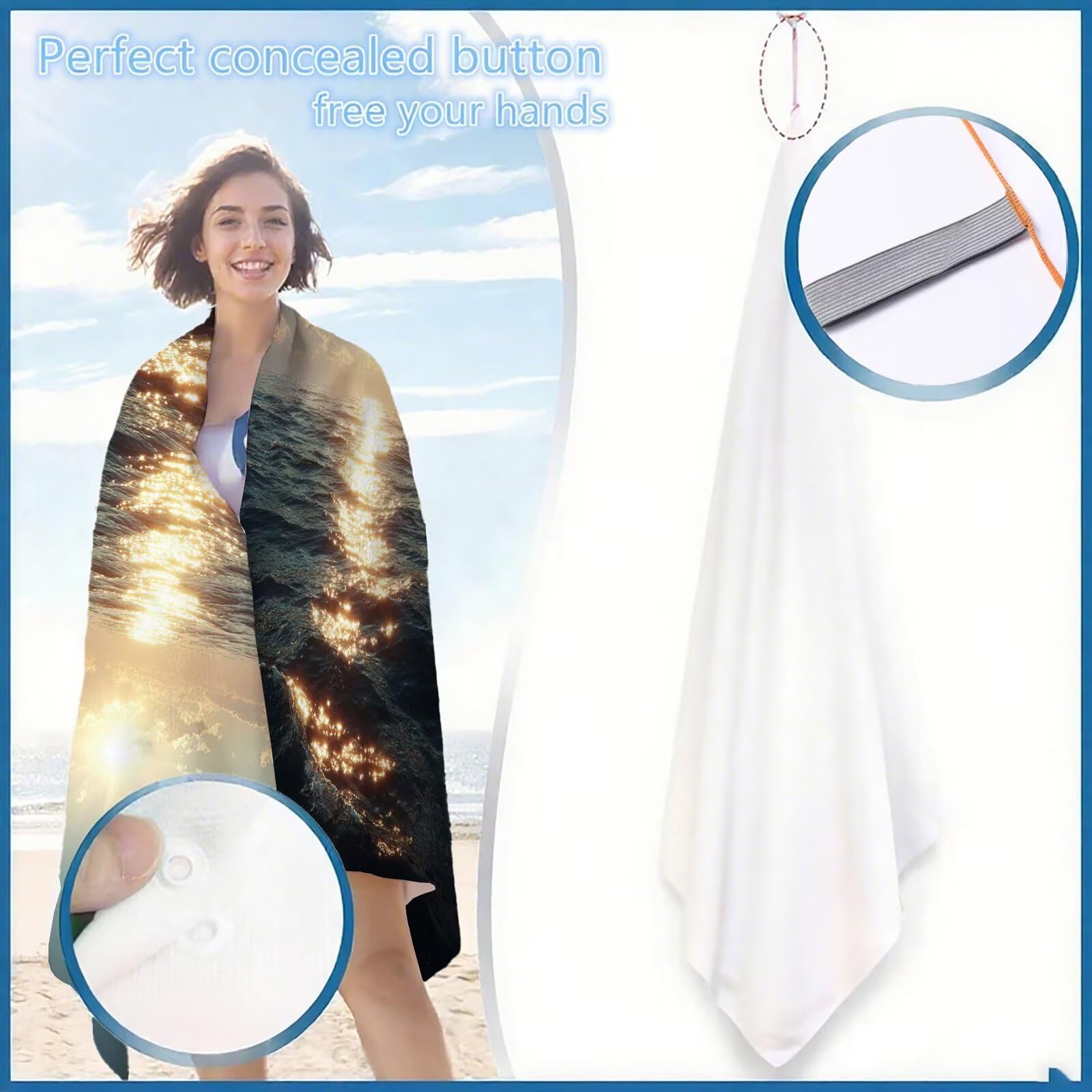 Mikrofaser Strandtuch 90x180cm, Sonnenuntergang Strandtuch Landschaft Saunahandtuc 2 Stück Stranddecke Sandfrei, Schnell Trocknendes, Saugfahiges Strandmatte für Reise Urlaub Schwimmen Camping OC-825
