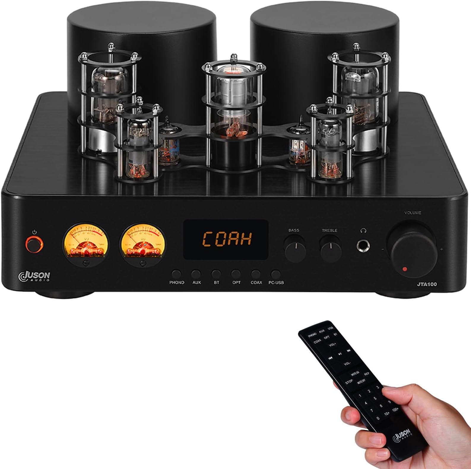 Juson Audio JTA100 200W Vacuum Tube Amplifier Integrated Hybrid With BT 5.0 Optical AUX RCA PHONO Input and Headphone output 2.1CH Class AB HIFI Home Audio for Turntable