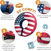 Vista 2 de BENCMATE - Collar inflable protector para perros y gatos, suave collar de recuperación para mascotas, no bloquea la visión (L, bandera)