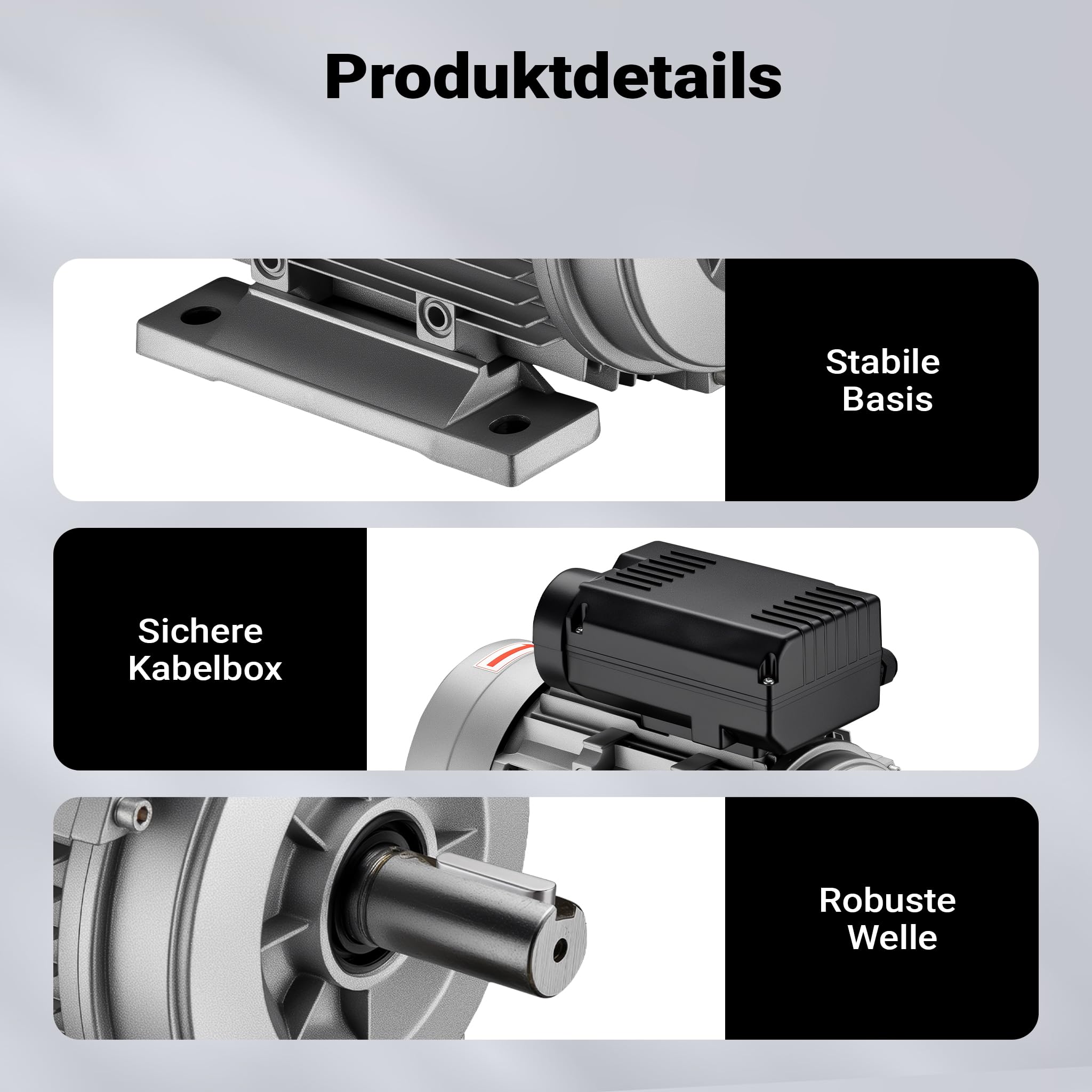 Wiltec Elektromotor 230 V 2,2 kW (3 PS) 1-phasig 2-polig E-Motor mit Anlaufkondensator 2850 U/min und Aluminiumwicklung