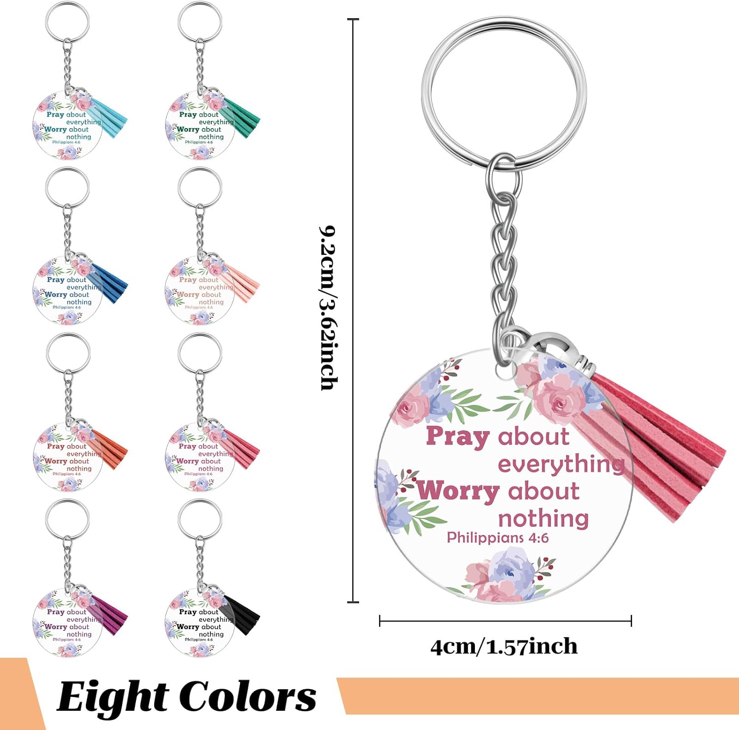 8PCS Inspirational Faith Christian Keychain for Women Girls Boys Teens Bible Verse Keychains Bulk Religious Spiritual Gifts for Pastor Mom Sister Inspirational Key Chains Bulk Christmas Birthday Gift - Image 4