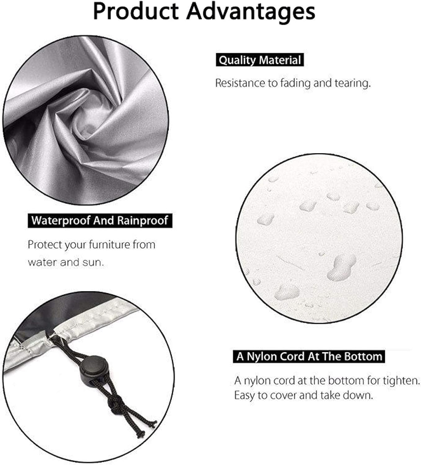 Outdoor Sofa Cover, Heavy Duty Waterproof Patio Oversized Sectional Cover, Rectangle Patio Ottoman Cover, Patio Side Table Cover, for Loveseat & Bench 145x140x95cm