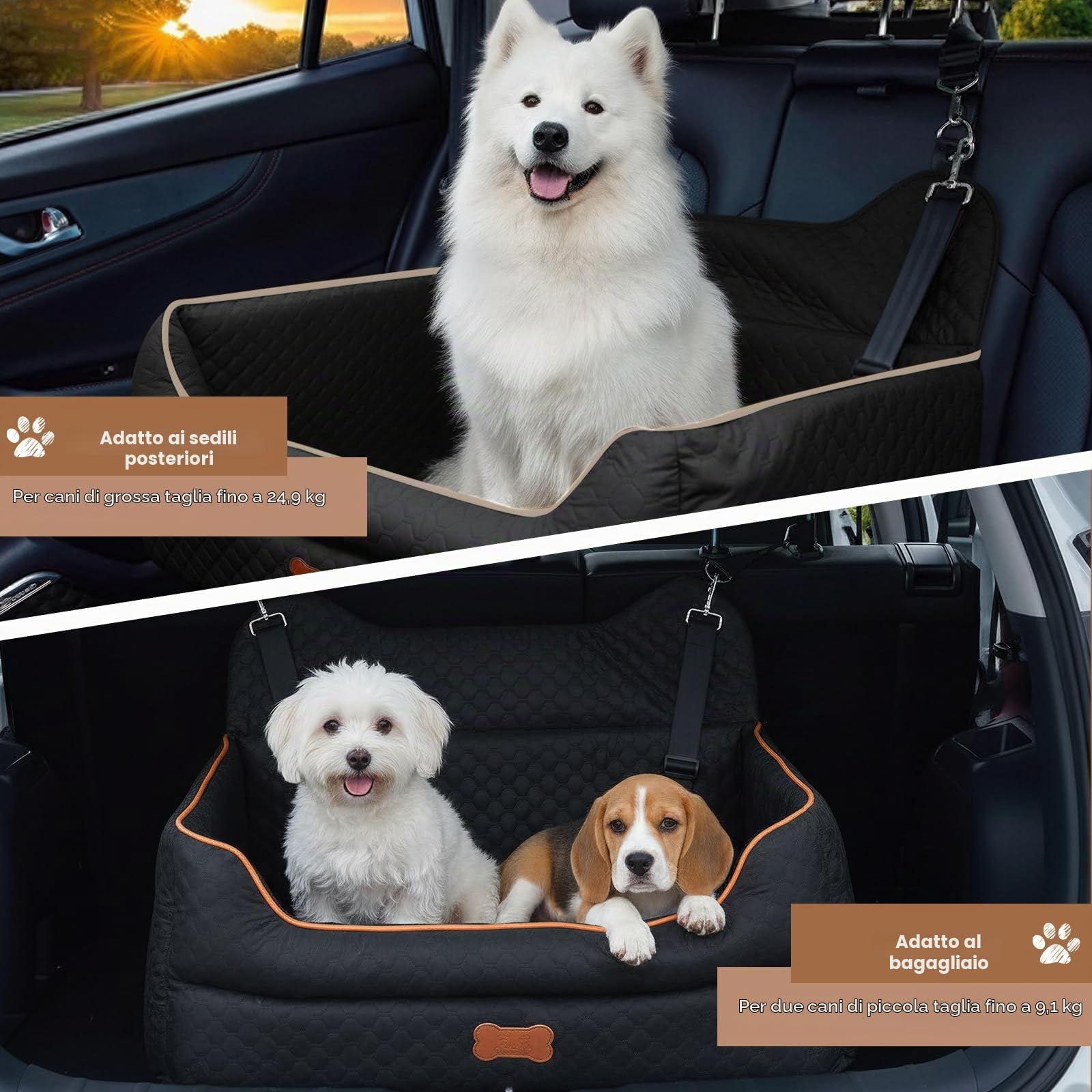Seggiolino Auto per Cani, Amaca Coprisedile Auto per Cani Animali, Seggiolino Cane Auto- Extra Stabile per Canis di Grande Piccole e Medie Dimensioni(70x60x30cm)