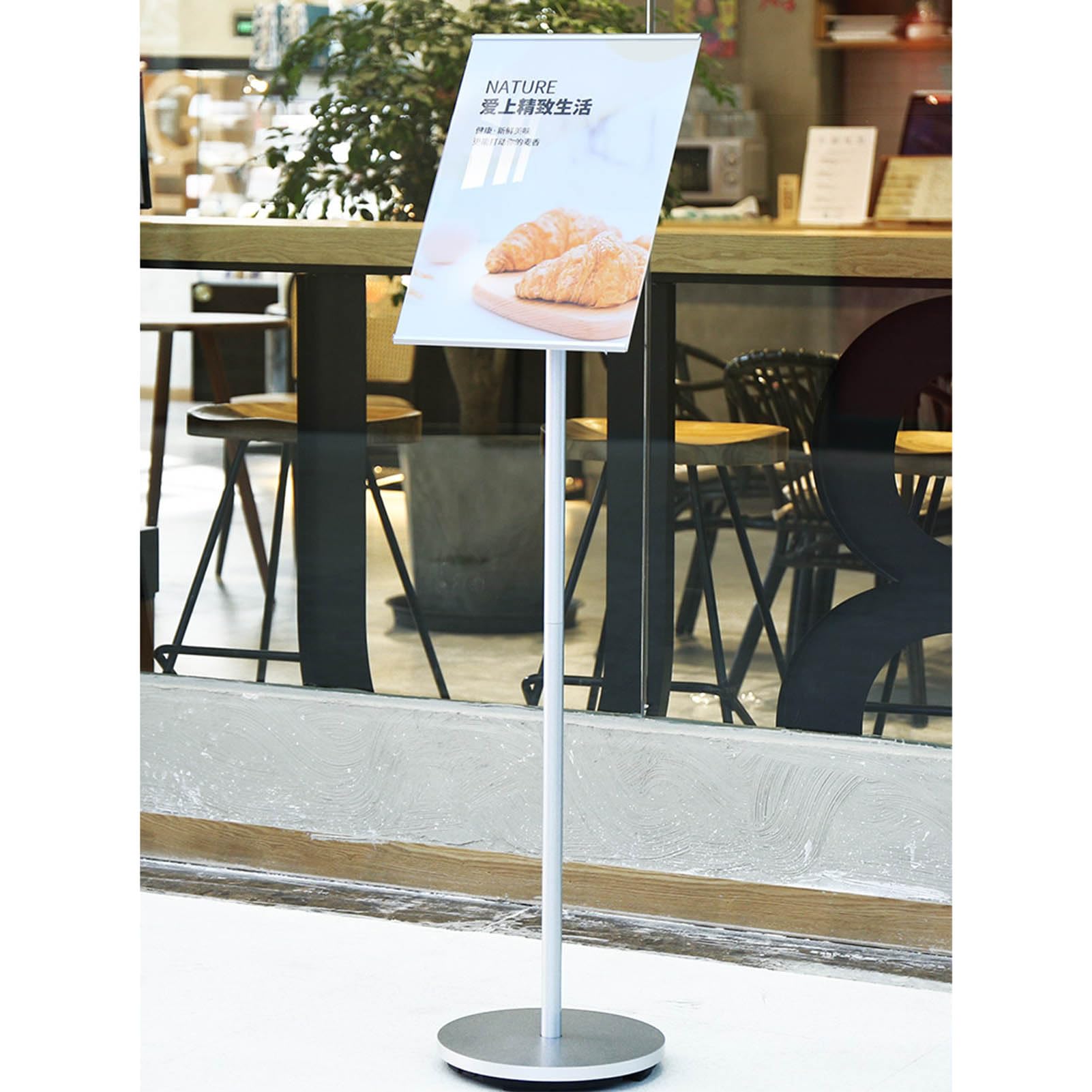 Soporte para Carteles, Vallas publicitarias Independientes, Soporte para Carteles de Alta Resistencia, Base Ajustable para exposiciones, ferias comerciales (A4 Silvery)