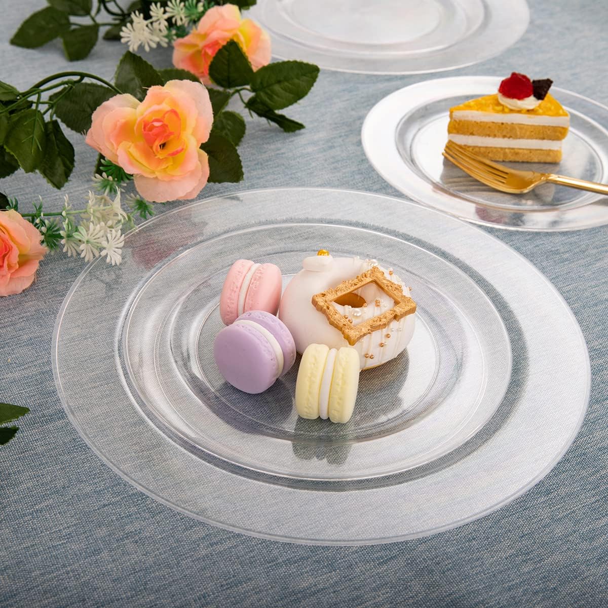 Liacere 120Pieces Clear Plastic Plates - Premium Clear Disposable Plates include 60Pieces 10.25inch Dinner Plates & 60Pieces 7.5inch Dessert Plates for Weddings & Parties : Health & Household