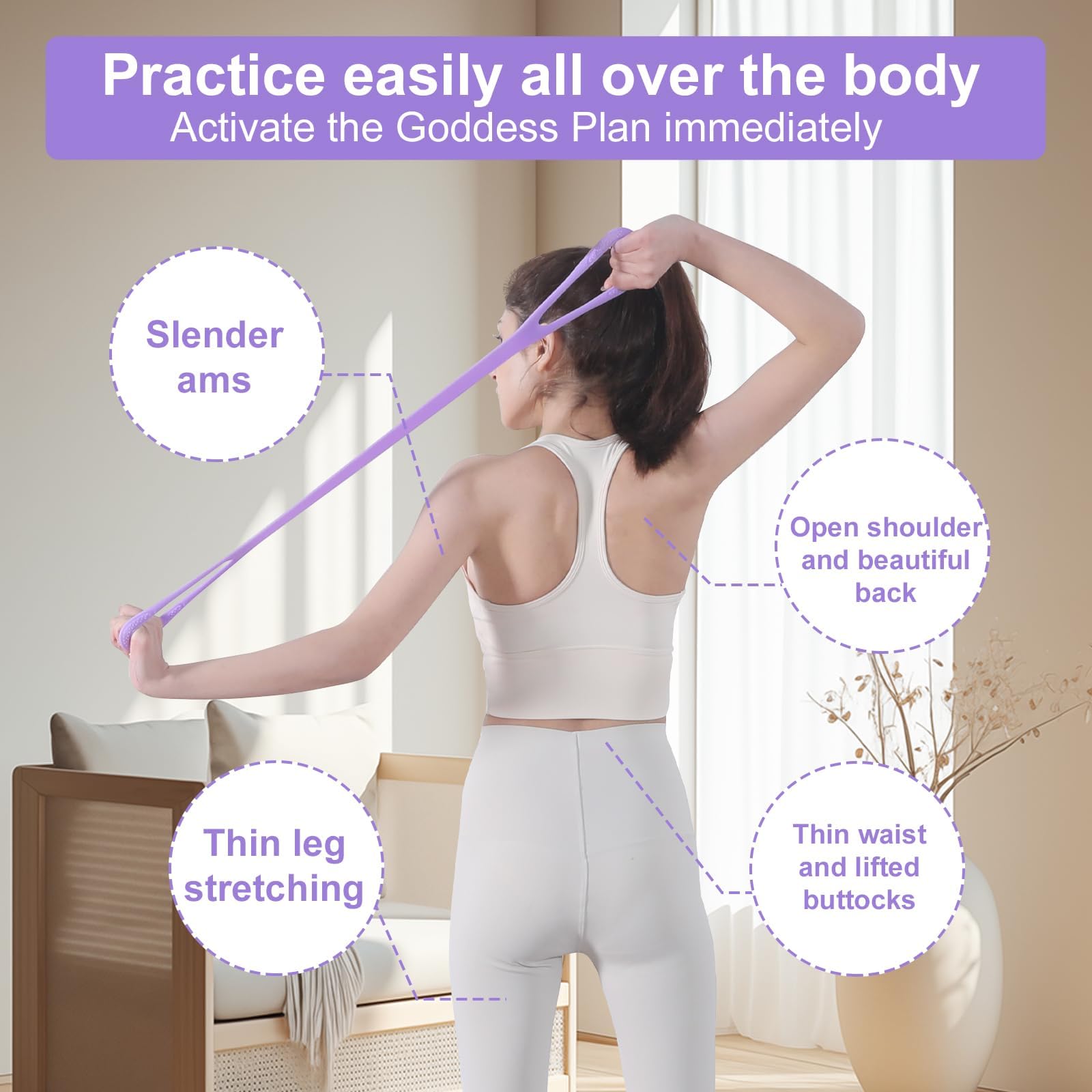 Figure 8 Fitness Resistance Band, Elastic Bands for Working Out,Arm,Back Training Elastic Ropes, Exercise Equipment for Yoga, Pilates,Physical Therapy,Stretching（3 Pack）