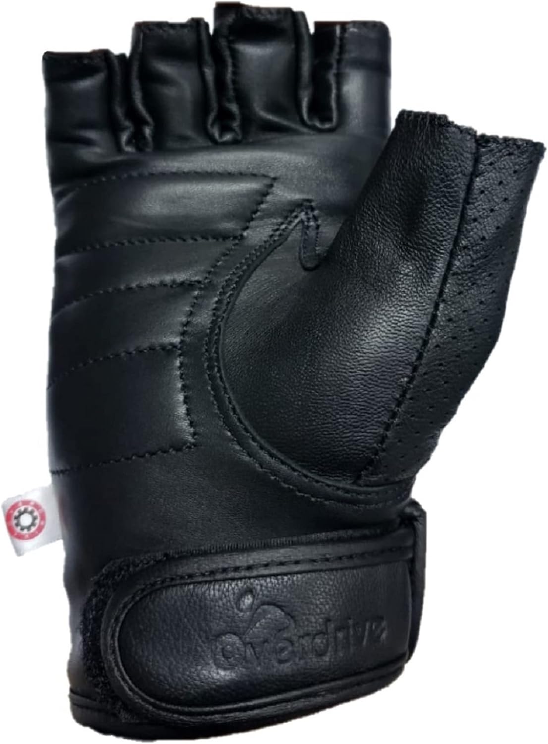 Men's Real Goatskin Leather Biker Trucker Cycle Work Half Finger Gloves with CE Armored Protective Knuckles and Padded Palms