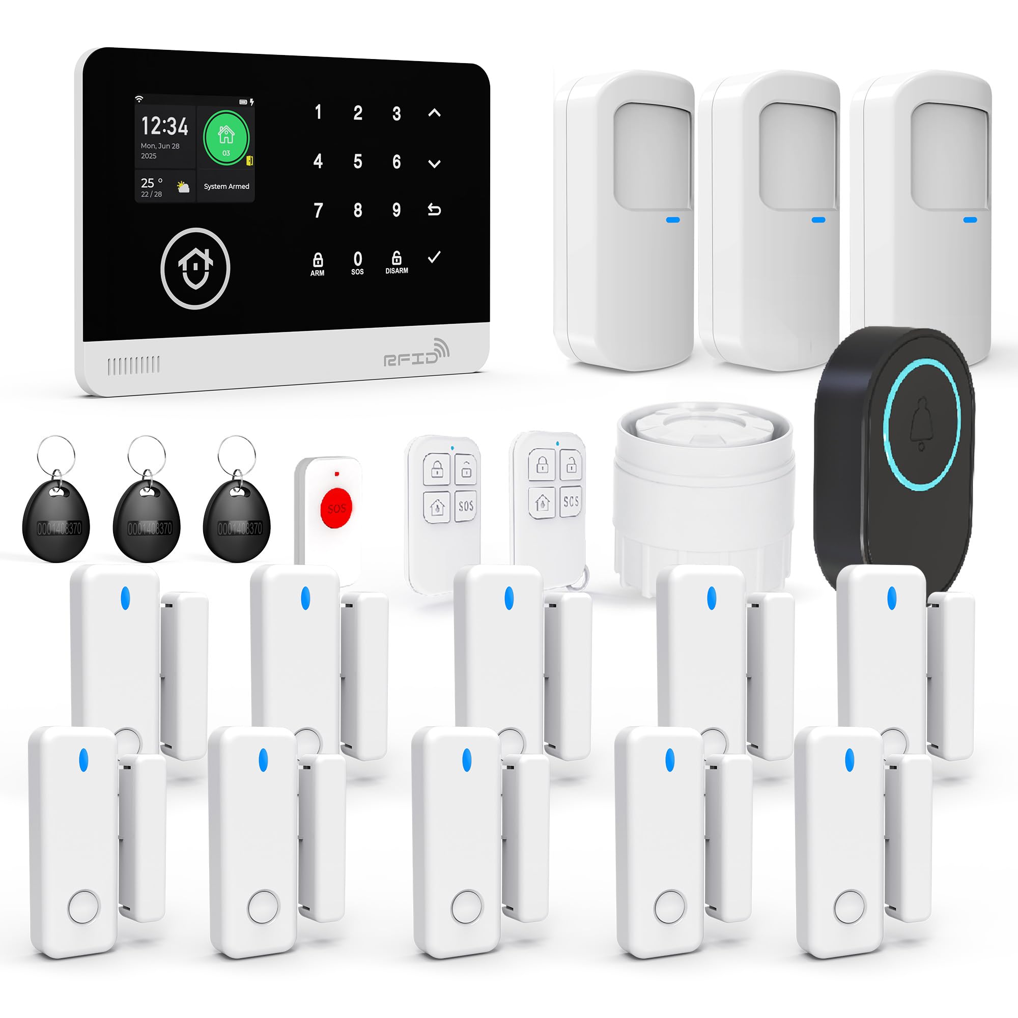 TUGARD 22 Pezzi Sistema di Allarme Domestico Intelligente Wireless WiFi/GSM con App, Rilevatore di Movimento, Rilevatori di Porta e Finestra, Telecomandi, Sirena, Compatibile con Alexa