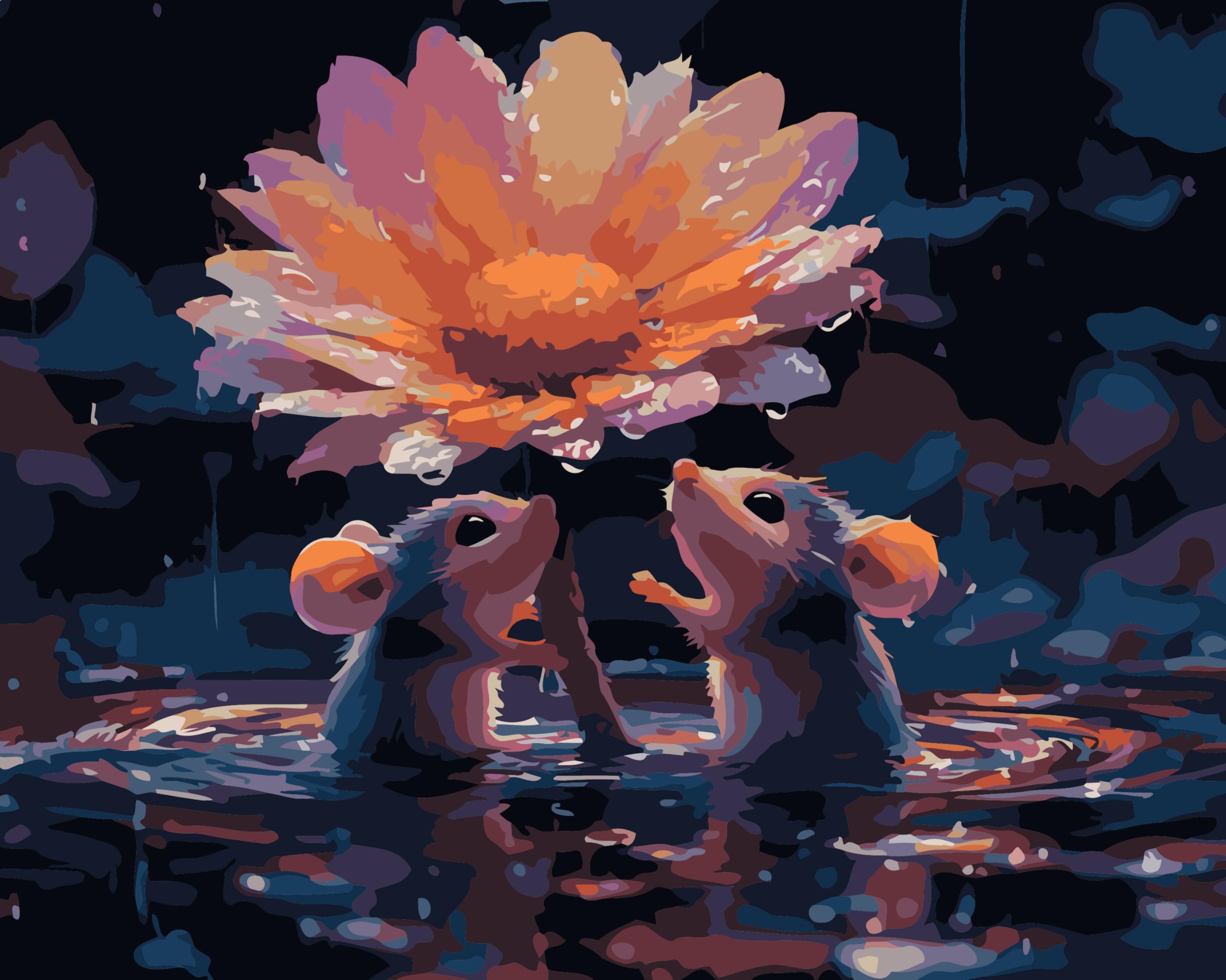 CaptainCrafts Paint by Numbers for Adults Beginner 16x20 Inch DIY Craft Art Paintings Home Wall Decor (Frameless, Two mice Hold a Flower)