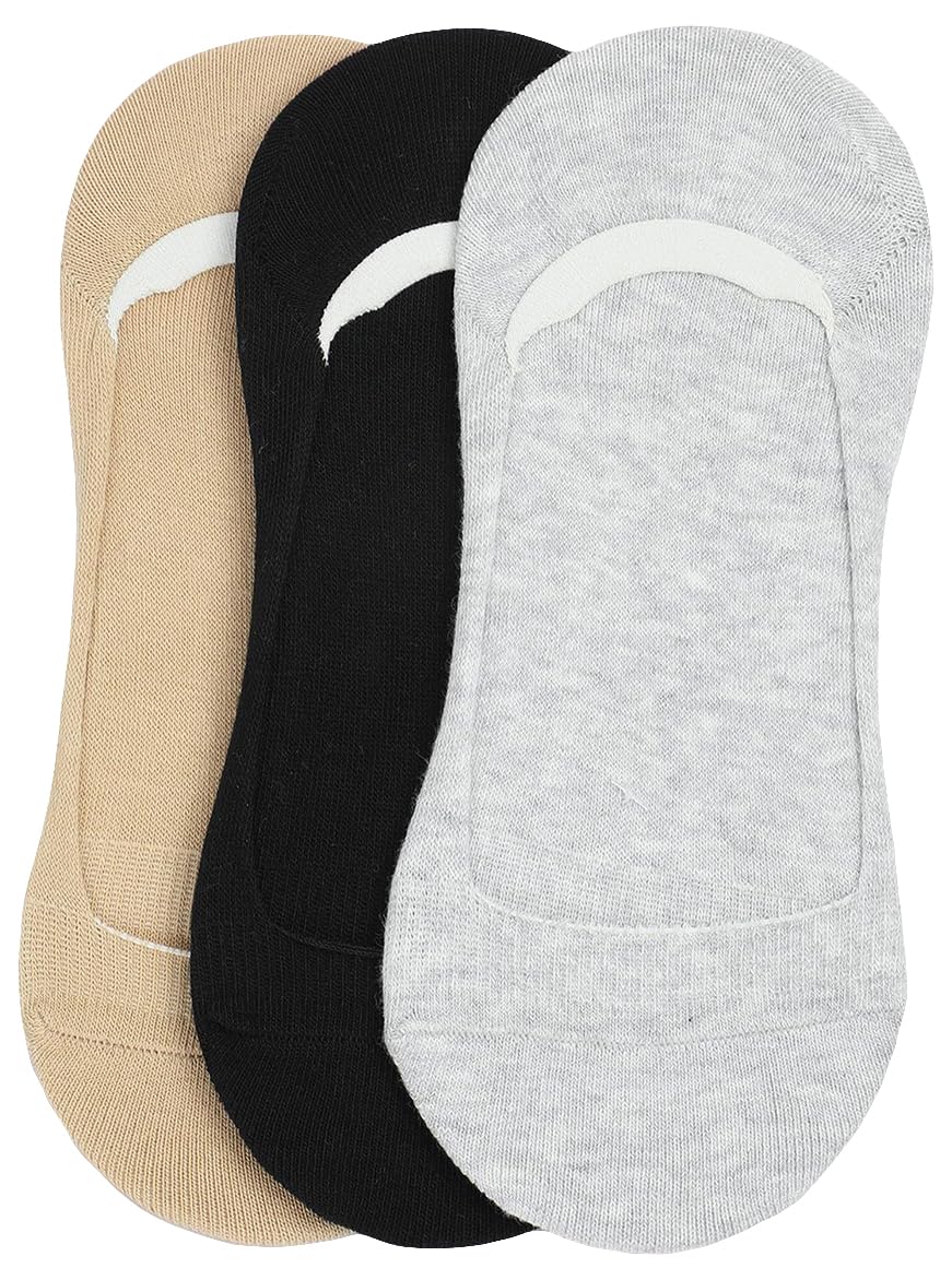 Women Solid No-Show Socks - Pack of 3, Multicolour, FS