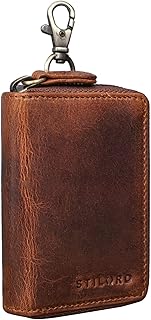 Emory' Portallaves Piel Hombre Estuche Llavero Estuche para Llaves y Tarjetas de Crédito RFID Cuero Genuino Vintage, Color:Kara - Cognac