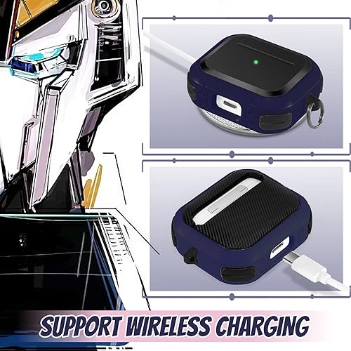 Miniatura 4 de ORIbox Funda protectora que absorbe los golpes compatible con AirPods Pro, cuerpo completo resistente con llavero para AirPods Pro, Battlegear Blue,