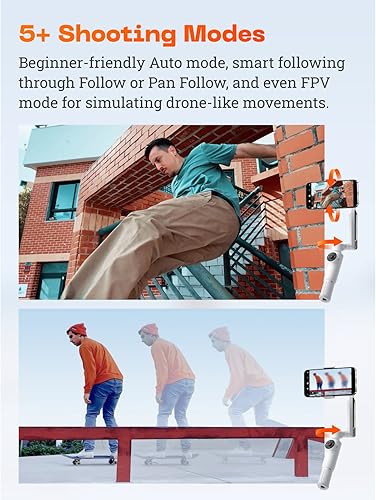 Miniatura 7 de Insta360 Estabilizador de cardán de flujo para teléfono inteligente, kit de creador, cardán alimentado por IA, estabilizador de teléfono de