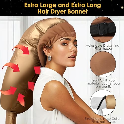 Miniatura 14 de Accesorio para secador de pelo, grande, negro, mejorado, suave, ajustable para secador de pelo de mano, secado rápido, ideal para el cuidado natural