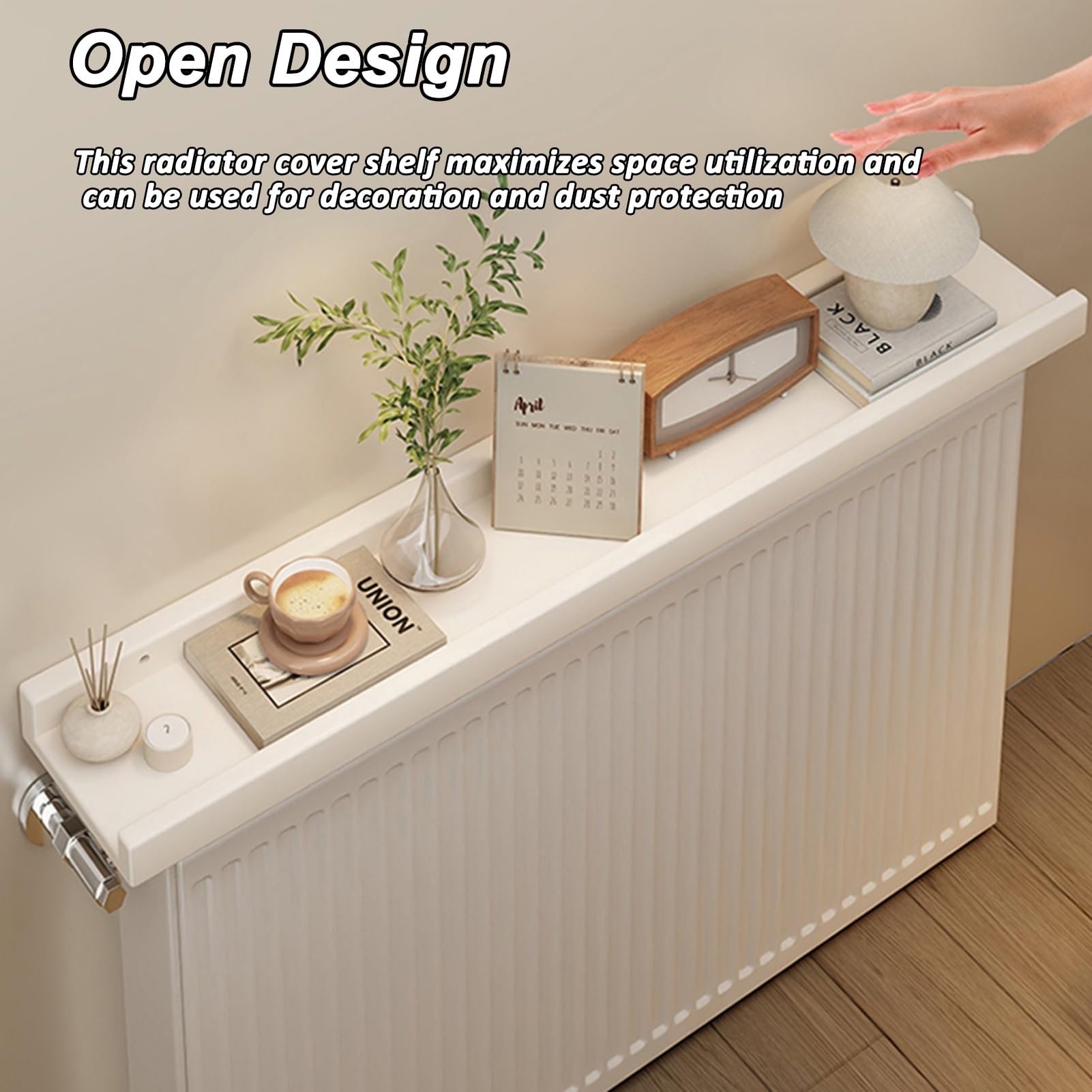 Estante Decorativo de Almacenamiento para Radiador, Balda Radiador Flotantes Pared de Madera, Cubierta Cubre-Radiadores Modernos 30-120 cm Ancho Capacidad de Carga de 30 kg(Blanco,90x12cm/35x4.7in)