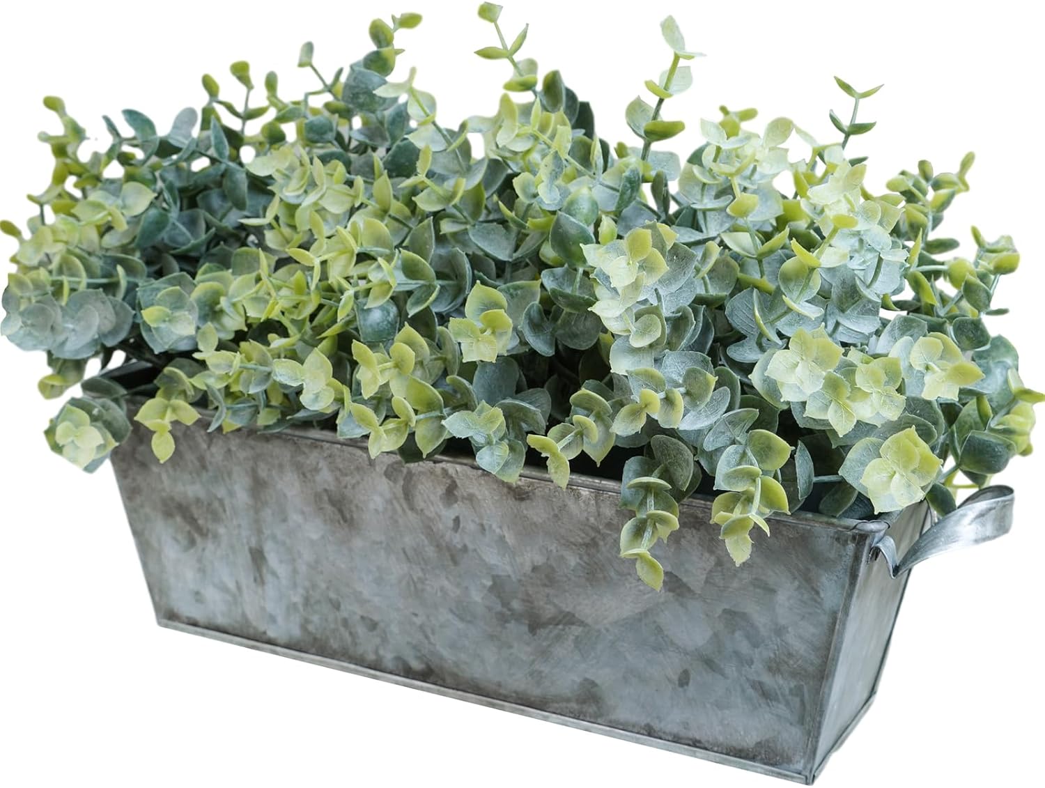 Winlyn Faux Eucalyptus Plants in Rustic Galvanized Metal