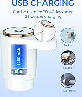 Vista 3 de Bomba de botella de agua, dispensador de agua eléctrico portátil para botellas de 5 galones, carga USB, interruptor automático, batería recargable