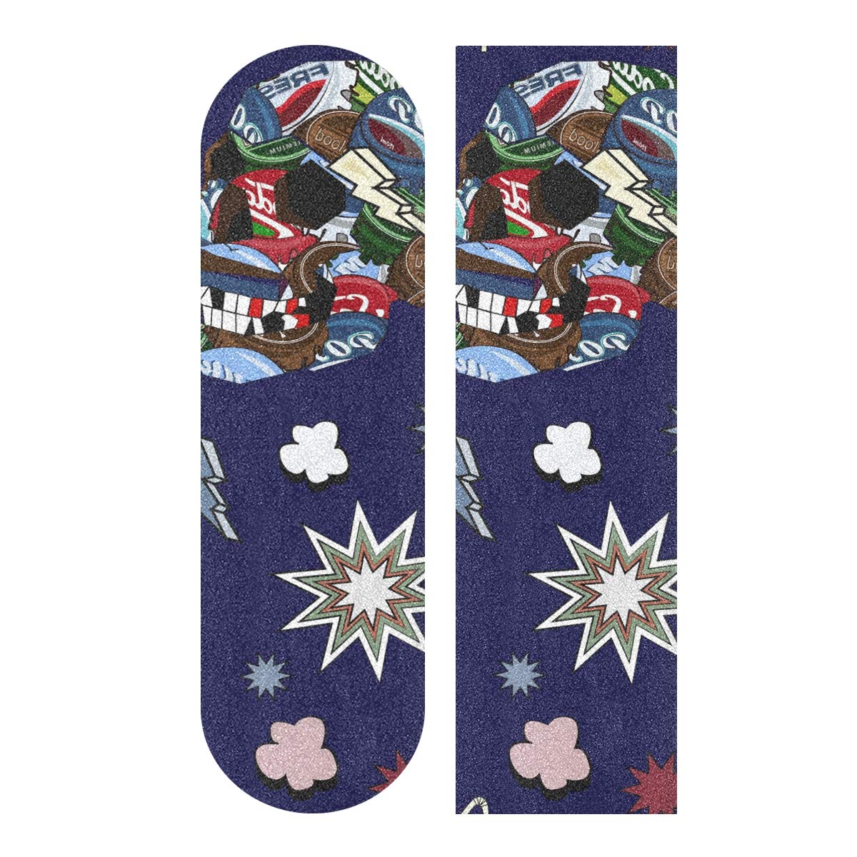 Hupery Skulls Clouds Stars Skateboard Grip Tape Longboard Griptape Waterproof Grip Tape Sheet Sticker Deck Sandpaper Griptape 33.1x 9.1 inch