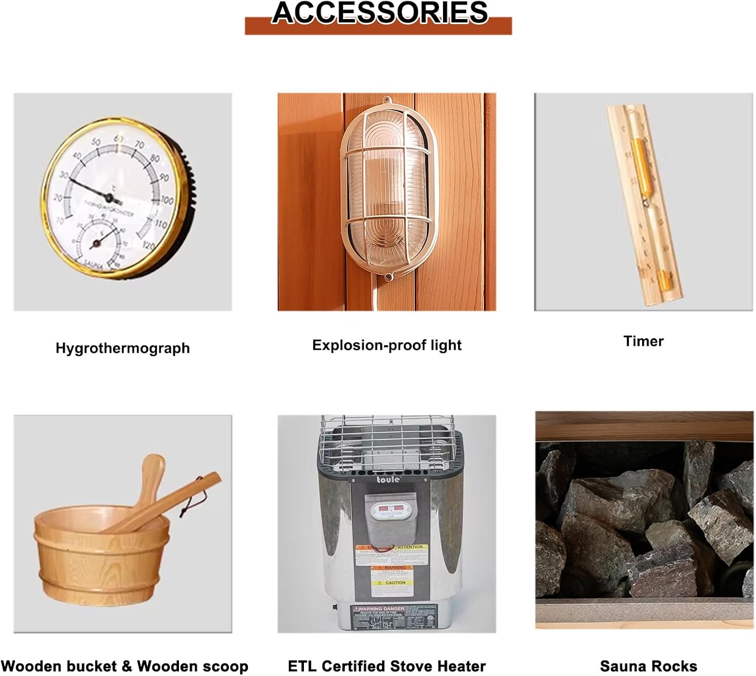 Smartmak 2 Person Indoor/Outdoor Cube Panoramic Steam Sauna Room, Traditional Canadian Red Cedar Barrel Wooden Saunas, ETL-Certified 4.5KW Sauna Stove, Rocks, Light, Relaxing Spa, 0-195℉