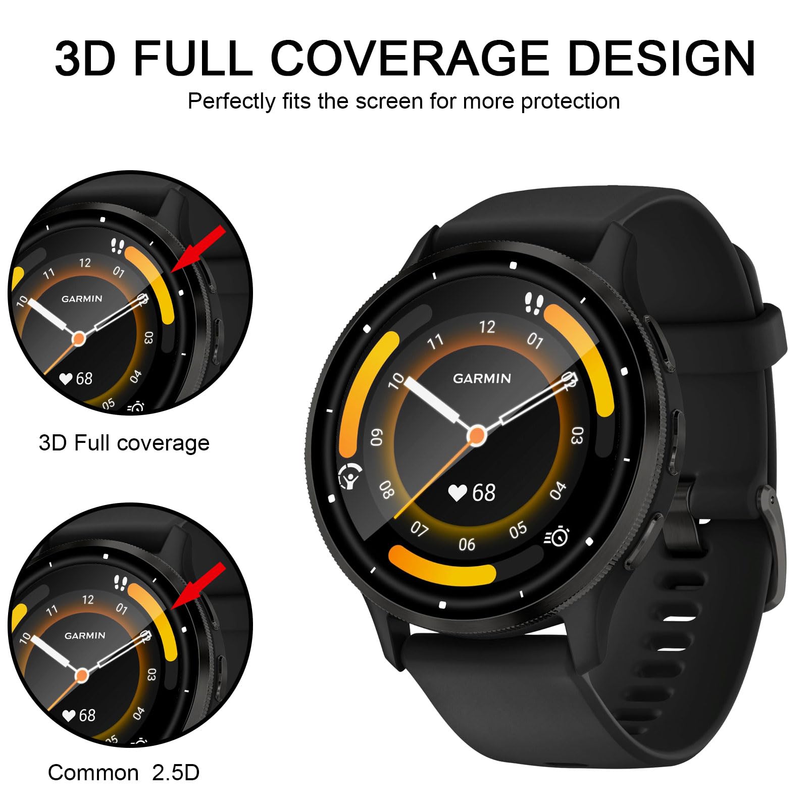 QULLOO Displayfolie Für Garmin Venu X1 - 3er Pack, 3D PAMM, Anti-Bubble, Kristallklar