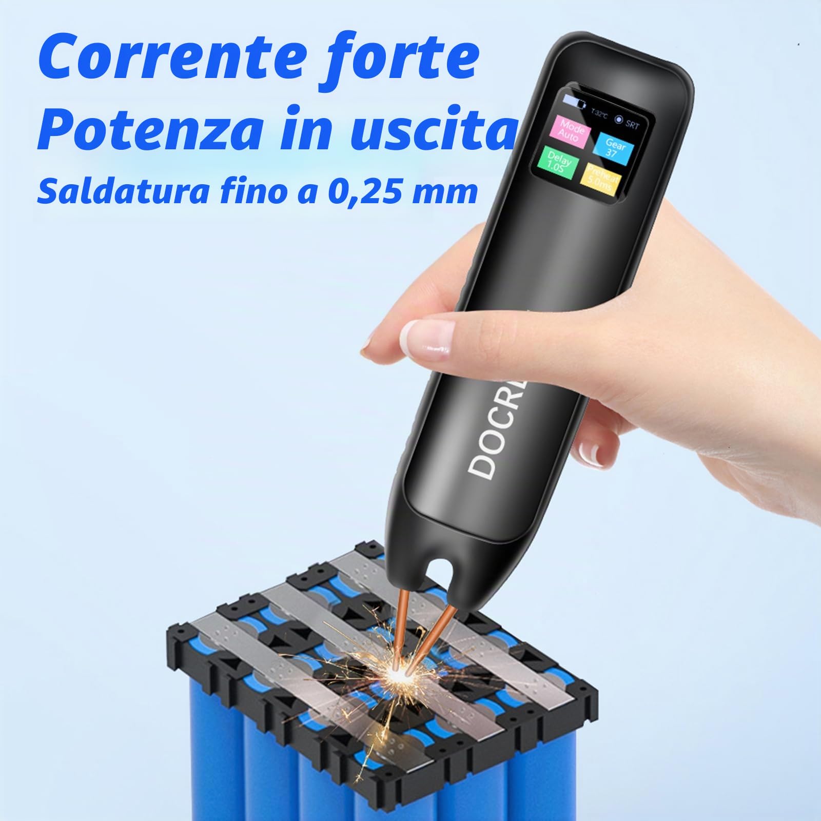 Saldatrice a Punti per Batterie, 99 velocità regolabili, modalità automatica e manuale Saldatore a Punti a Batteria per confezioni di batterie fai da te