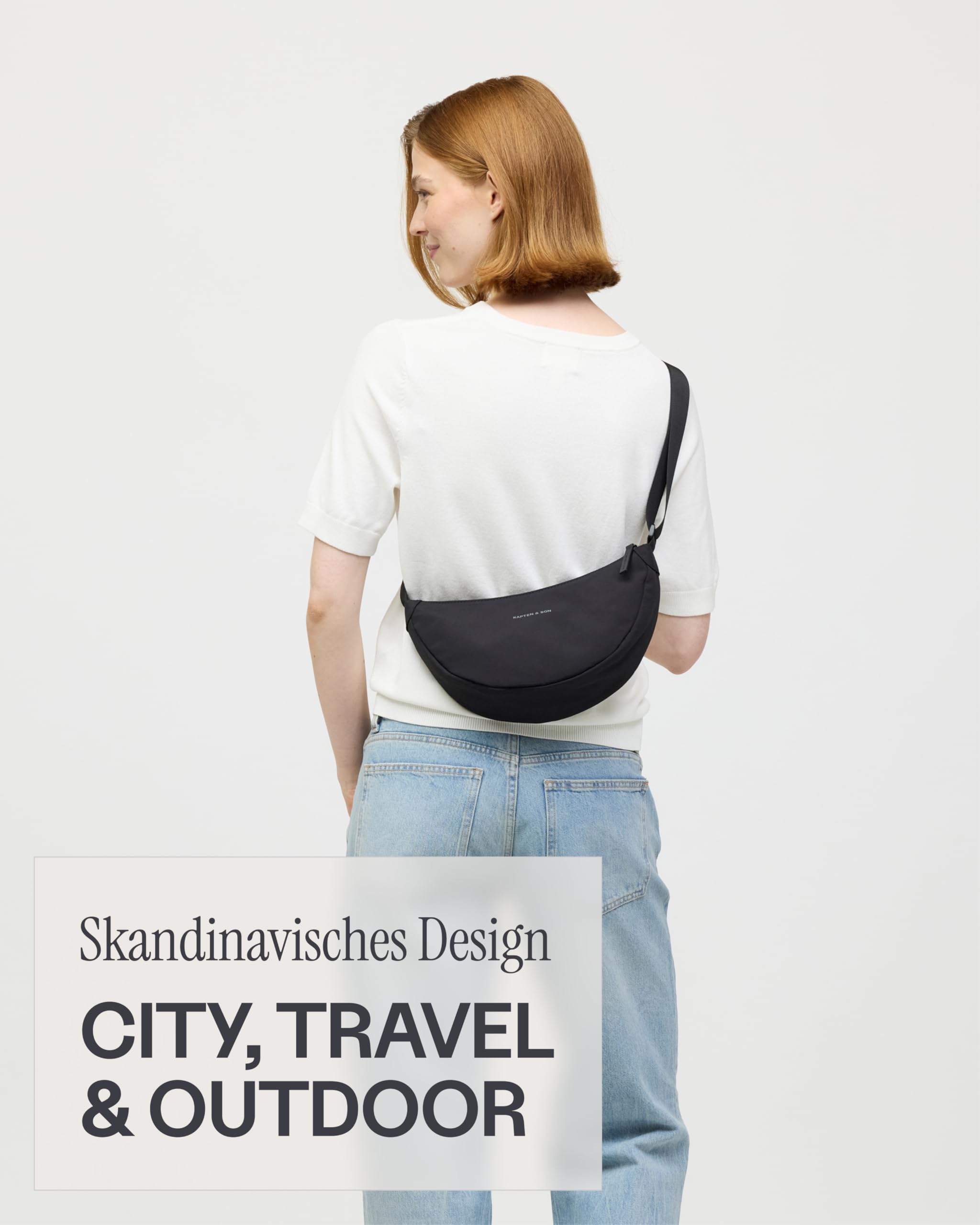 Kapten & Son Moon Bag 3,5L | Bauchtasche Damen & Herren | Crossbody Bag Damen mit längenverstellbarem Gurt & Anti-Diebstahlfach | Umhängetasche wasserabweisend | ideal für Reisen, Festival & Alltag