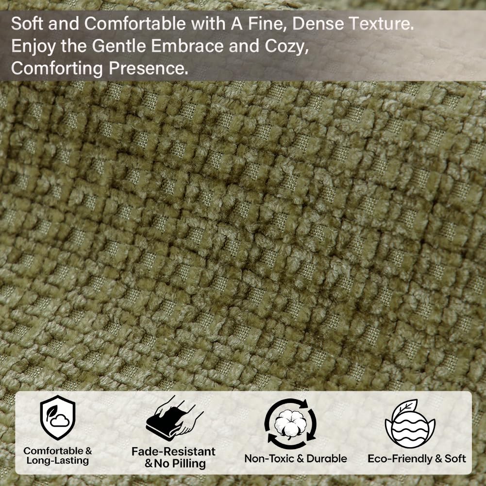 Generisch Weiche Chenille Sofa Überzug Sofabezug: Plüsch rutschfest Sofaschoner Sofa Cover 1/2/3/4 Sitzer Couch Überzug Sofaüberwürfe für U Form L Form Sektionssofa (Grün, 90x240cm)