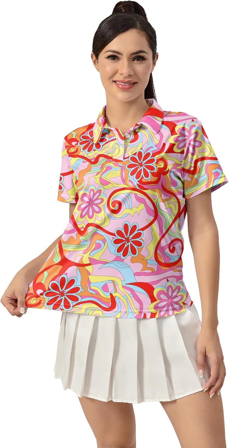 Womens Golf Shirt Funny Polo Shirts Golf Outfits Shirts Collared Printed Tennis Tops Ladies Golf Shirts Golf Gift - Image 2