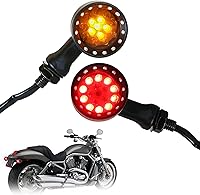 Vista 9 de DREAMIZER - Luces intermitentes para motocicleta cromadas, 15 LEDs, con forma de bala, luces indicadoras delanteras y traseras, luz roja ámbar