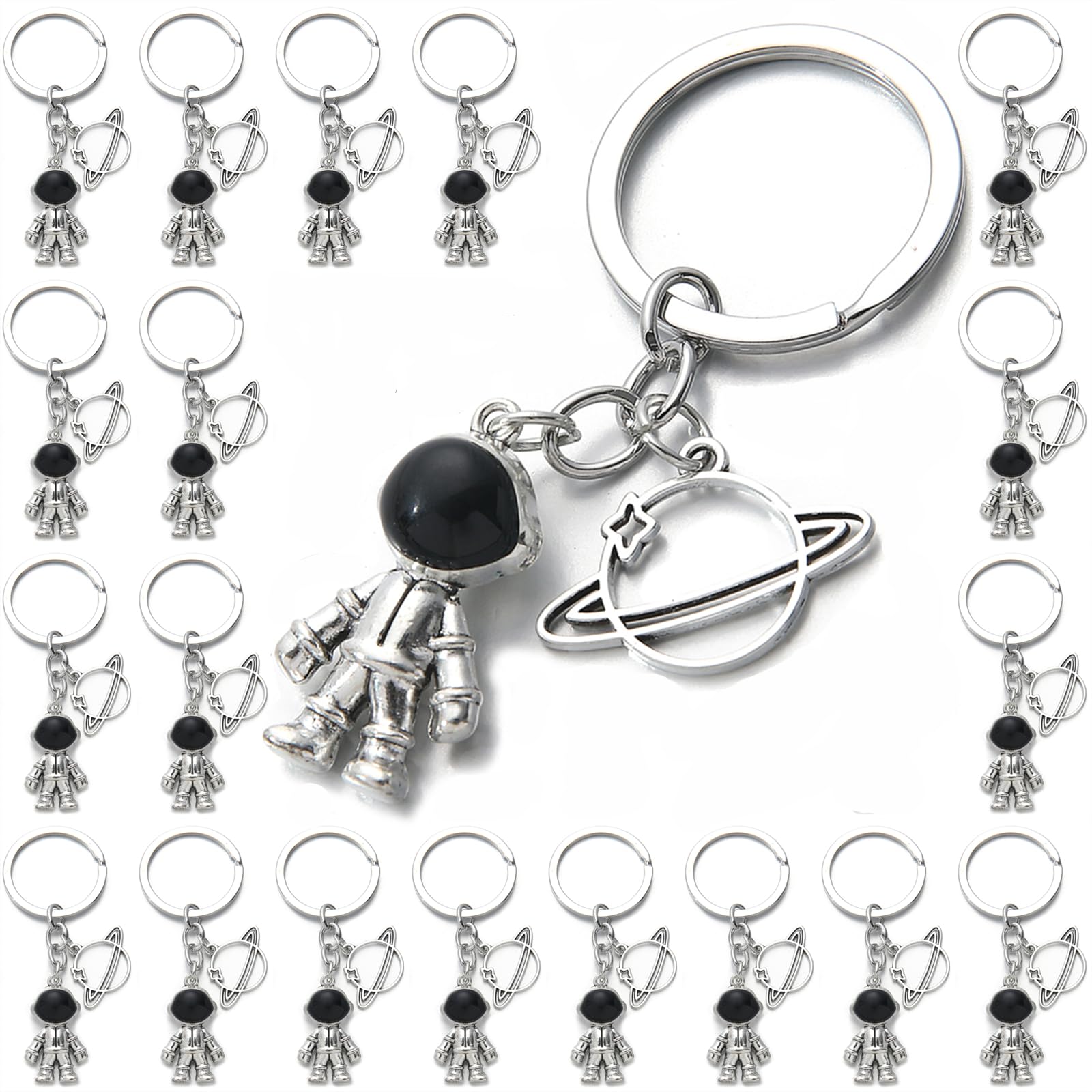 PHAETON 20PCS Robot Keychains Men Creative Spacemen Key Chain Space Robot Key Ring for Space Favors Lover Gifts Office Backpack Purse Charm