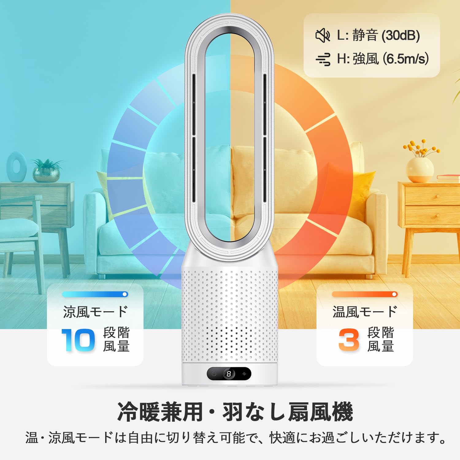 SAMONIC タワーファン 冷風機 3段階暖風【新品、未開封】 Amazon | 【2025新登場・冷暖兼用羽なし扇風機】SAMONIC タワー
