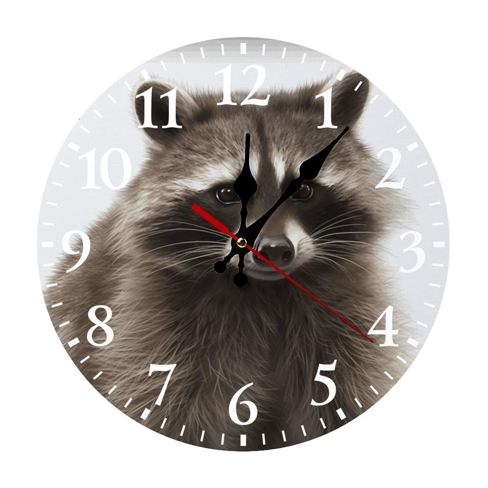 Horloge murale raton laveur silencieuse 30 cm pendule ronde chambre à coucher